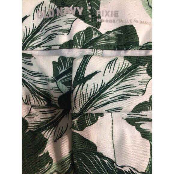 Old Navy Pants Womens 14 White Green Pixie Mid Rise Straight Leg Cropped Chino - Picture 4 of 11